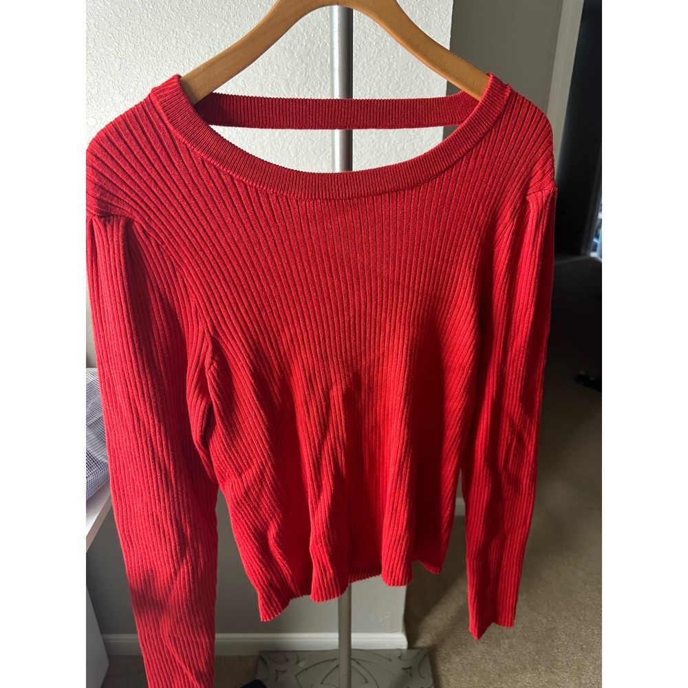 Francesca's Ribbed Knit Sweater Womens L Red NEW Open Back SDP24-10345